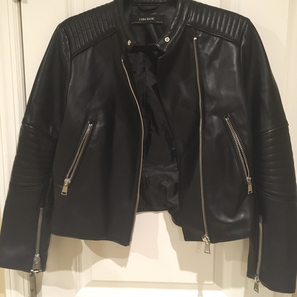 Zara faux moto leather jacket